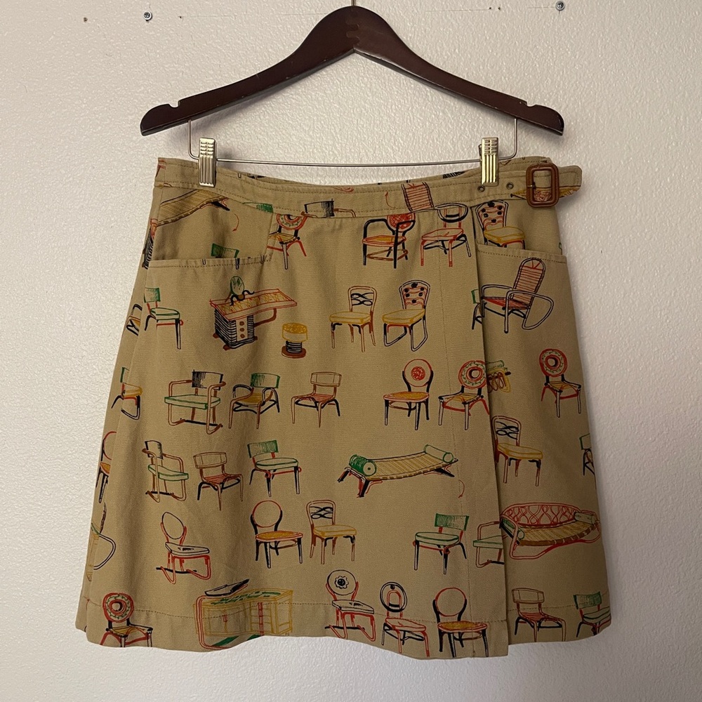 Anthropologie Chairs Canvas Wrap Skirt by Postmark Size 14